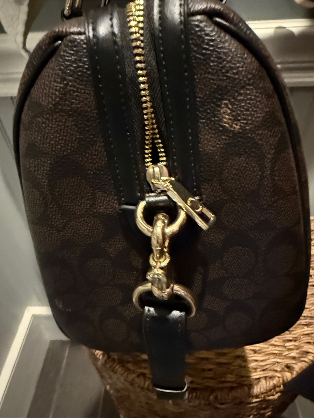 Coach Brown & Black Signature Messenger Bag - Picture 5 of 6